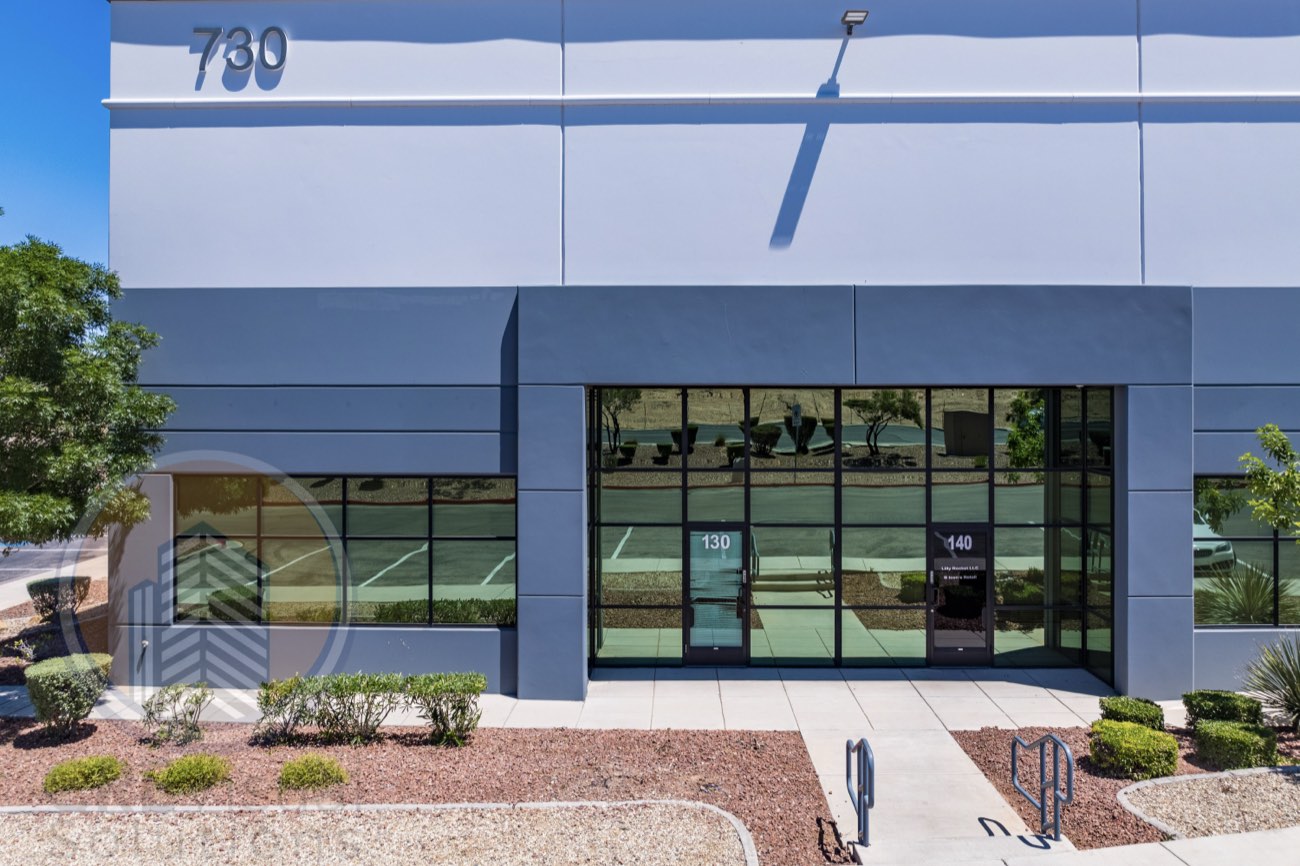 Industrial building suite entrance exterior