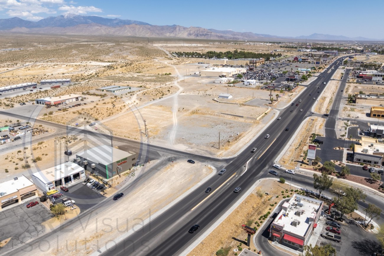 Land parcel with highway frontage — aerial commercial land photography