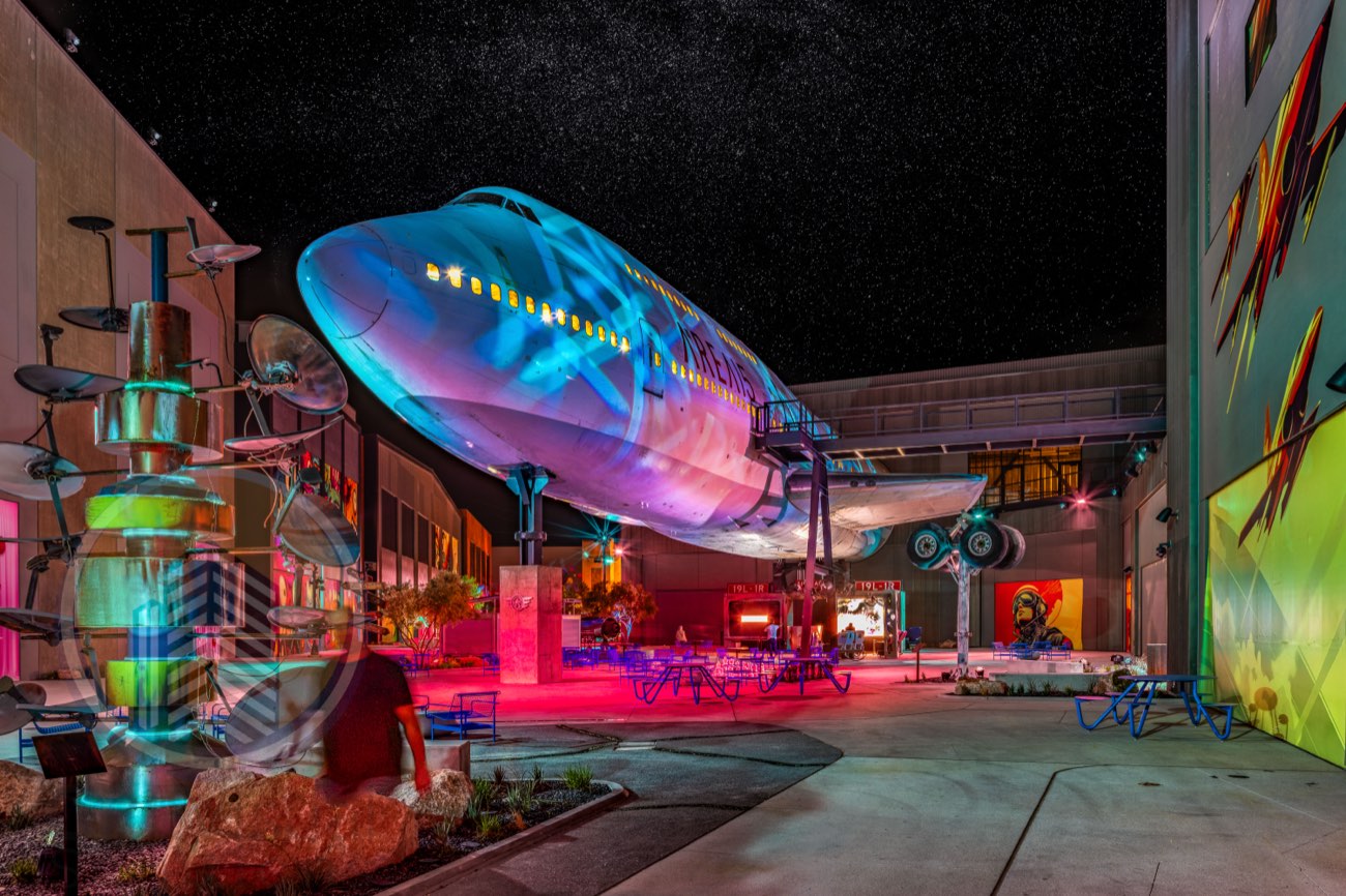 AREA15 exterior at night — Las Vegas