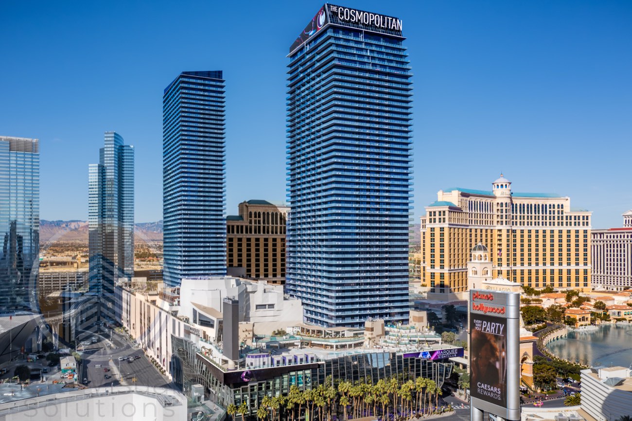Cosmopolitan and CityCenter towers — Las Vegas Strip aerial