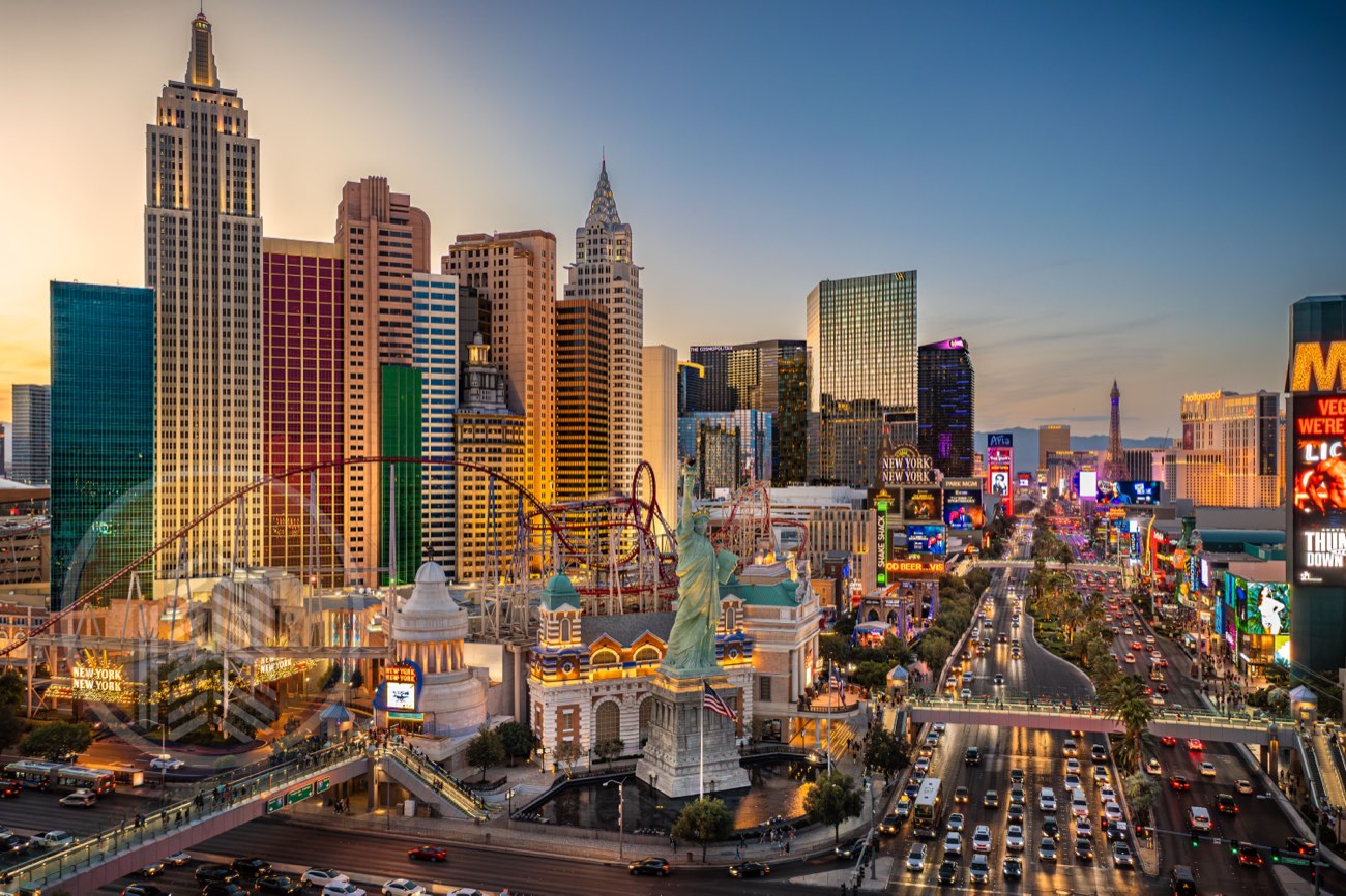 New York-New York aerial — Las Vegas Strip