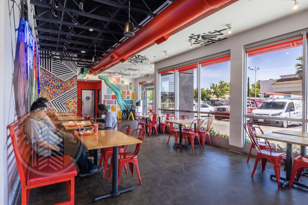 Quick-service restaurant dining room interior — Las Vegas retail photography
